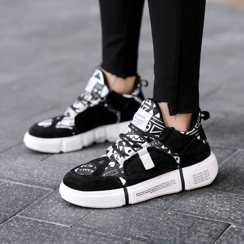 New 2019 Flat Sneakers Women Men Size 35-44 Leather + Canvas Chunky Shoes Chaussures Femme